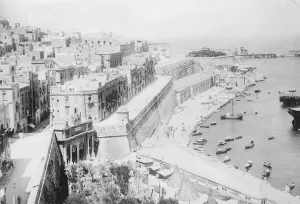 Maltas Grand harbour with Valetta in the background 15 April 1922