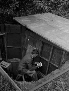 Shed Prints: A man takes readings at the Root Growth Chamber at the East Malling Research Station 6