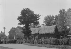 A man thatching the roof of a cottage in Hartley, Kent. 10 June 1937