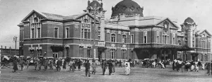 Manchuria Going Ahead The magnificent new railway station at Mukden, which city