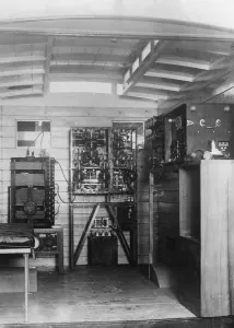 Wires Prints: A Marconi Wireless Telegraph and Telephone set installed in a motor car. The transmitting