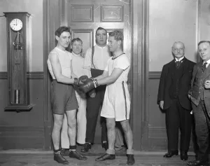 A Marquis in the boxing ring. The Marquis of Clydesdale ( right ), captain of