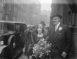 The marriage of Sir Eric Hambro to Mrs Elliste, M Elger, at Princes Row. Register Office