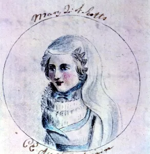 Costume Prints: Mary Queen of Scotts. Watercolour sketches by Cassandra Austen: One of six sketches