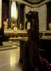 Masonic Temple in Washington DC. The Temple Room with the central altar. The apex