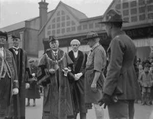 Parade Prints: The Mayor presents a medal at the St Georges day scout parade W A Ward ( Mayor