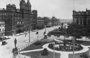 Melbourne Australia Spring street, showing many public buildings 26 March 1920