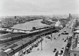 Melbourne. The Yarra with Flinders Street 30 April 1920