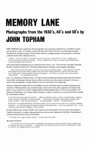 Memory Lane Prints: MEMORY LANE Photographs from the 1930s, 40s and 50s by JOHN TOPHAM