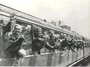 Bon Voyage Prints: Men of the British Expeditionary Force returning from the Flanders evacuation, give