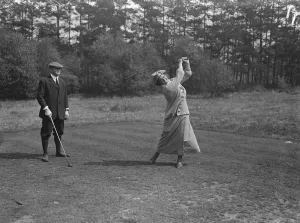 Men V Women Golf match at West Hill Golf Club, Miss Ravenscroft and Mr T Williams