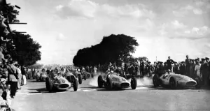 Race Track Prints: Mercedes-Benz amongst the starters in this Grand Prix race