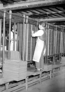 At Messrs James Burns Book Binding works at Esher