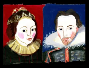 English Prints: Michaela Gall - tudor portrait plates Anne Hathaway and William Shakespeare