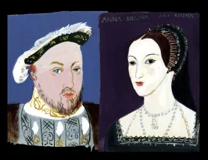 English Prints: Michaela Gall - tudor portrait plates King Hewnry VIII and Queen Anne Boleyn