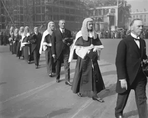 Robes Prints: Michaelmass Law Sittings, Judges attend Westminster Abbey Service. The Hon Sir