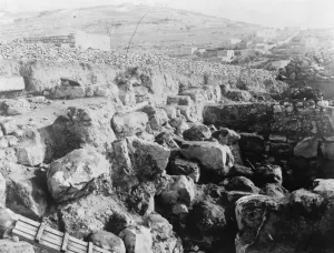 In the middle front is seen the great tumbled mass of stones identified with