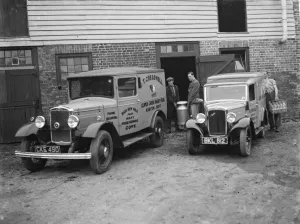 Milk vans in Leaves Green. 1937
