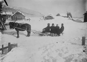 Pony Prints: Milkova, Central Kamchatka Village. The South Kommissar with wife and daughter