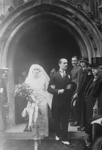 Wedding Inspiration Prints: Millionaire Romance Miss Joan Steven leaving the British Embassy Church, Paris