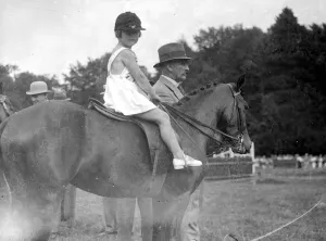 Miss Anne Davies on her pony Here I Am at horse show Arundel Sussex 4th Augiust 1937