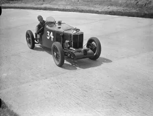 Racing Prints: Miss D Stanley-Turner and her supercharged MG on the test hill hairpin during practice