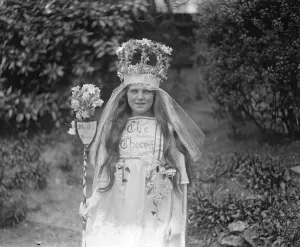 Miss Evelyn Elmes, aged 11 of Upper Norwood. Londons May Queen 1 May 1921