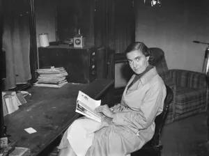 Furniture Prints: Miss M Haken in the office. 1937