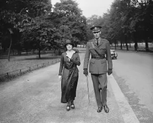 Miss Mabel Russell, the Heroine of London Pride, and her fiance, Lieutenant