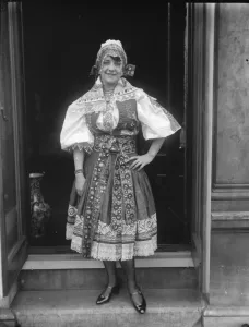 Mme Z Maskney, wife of the Czecho Slovakian Minister in London in National Costume