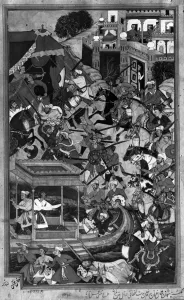 Fighting Prints: Mogul Akbar Period c 1590 From the Akbarnamah Manuscript Assassination of Bairam