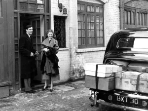 Moira Shearer and her husband, Ludovic Kennedy, looking at their house for the last time