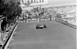 Monaco: Swiss driver Bernard Bauer (background left) loses wheel, seconds later car
