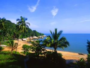 Moonlight beach on the island of Penang, Malaysia