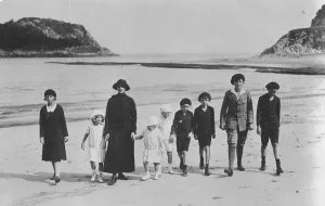 Their morning walk. The ex Empress of Austria, taking her eight children for