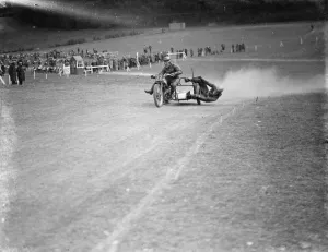 Motor cycling races at Brands Hatch. The side car bike race 18 April 1938