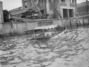 The motor launch Daphne swamped following a collision on the River Thames at Greenwhich