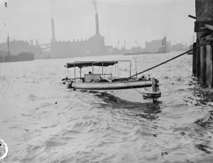 The motor launch Daphne swamped following a collision on the River Thames at Greenwhich