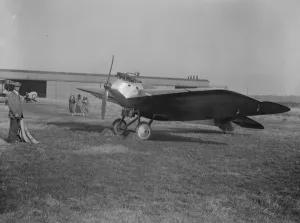 Mr F Courtney tests a bird like side car monoplane at Croydon Major Cooper built the machine