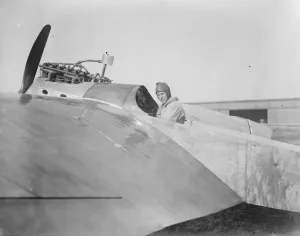 Mr F Courtney tests a bird like side car monoplane at Croydon Major Cooper built the machine