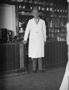 Shop Prints: Mr George May, Postmaster of Downe, Kent. 1 October 1937