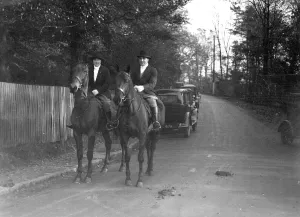 Riding Prints: Mr Gook and Miss Henry on horseback. 1933