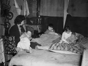 Shelter Prints: Mr. H. Stephens, his wife and three young children, who have been living for 11 months