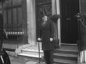 Mr J C C Davidson, M P, leaving for Buckingham Palace where he was sworn in as