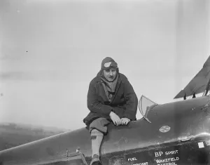 Mr A J Cobham demonstrates a De Haviland machine at Stag Lane Aerodrome, Edgware