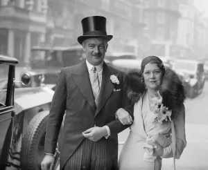 Wedding Prints: Mr John Dewar and Mrs K McNeil photographed outside Claridges after their wedding