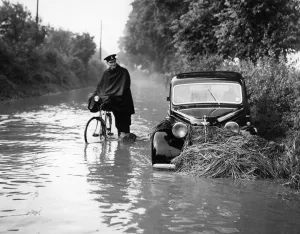 Mr John Martindale who was driving this car at Sutton at Hone, near Dartford, Kent