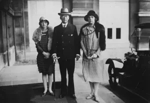 Husband Prints: Mr and Mrs Austen Chamberlain with their daughter in Paris. 14 January 1928