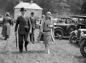 Umbrella Prints: Mr and Mrs H. A. Nicholls at Goodwood Racecourse, Sussex, England