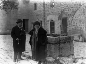 Palestine Prints: Mr and Mrs W L Warden at one of the churches at Nazareth 1 February 1925